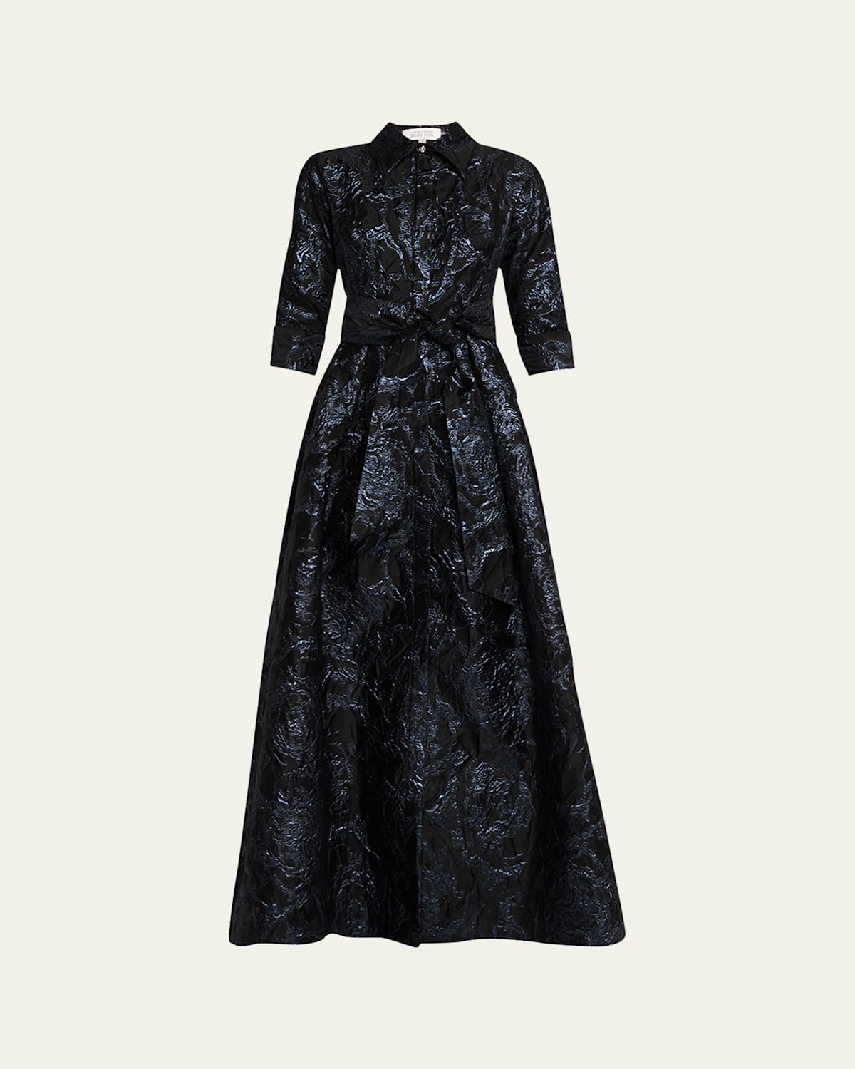 A-Line Metallic Jacquard Shirt Gown