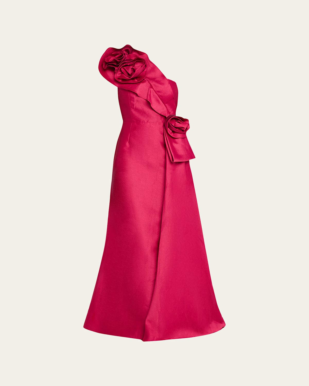 One-Shoulder Flower Jacquard Gown