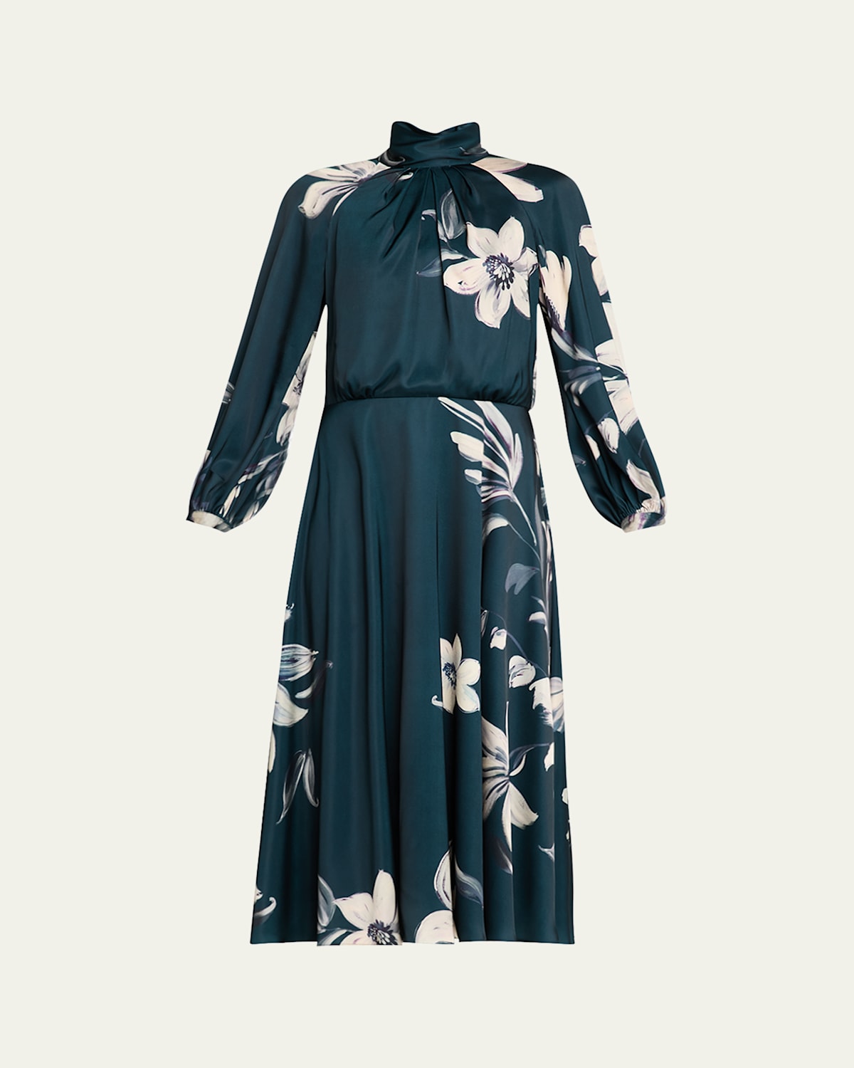 Floral-Print Twill Midi Dress