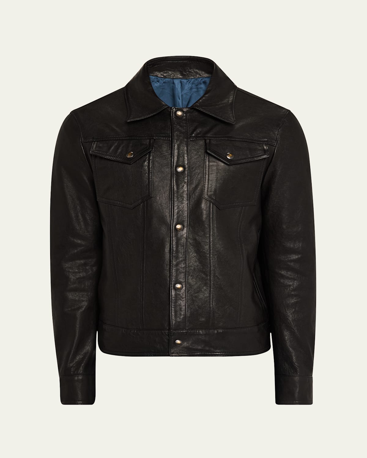 Men's Denham Leather Trucker Jacket