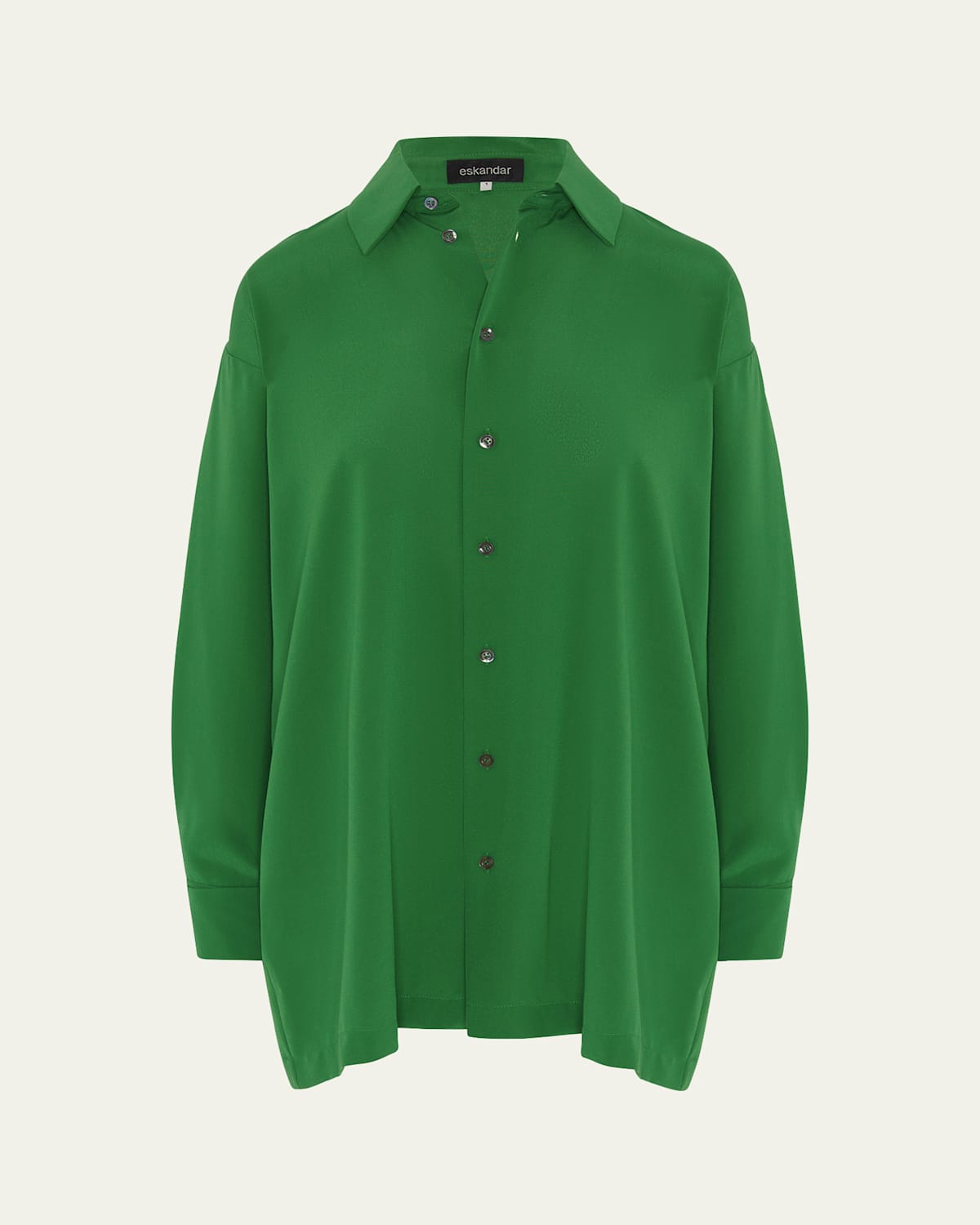 ESKANDAR SLIM A-LINE BACK PLEAT SHIRT WITH COLLAR (LONG PLUS LENGTH) 