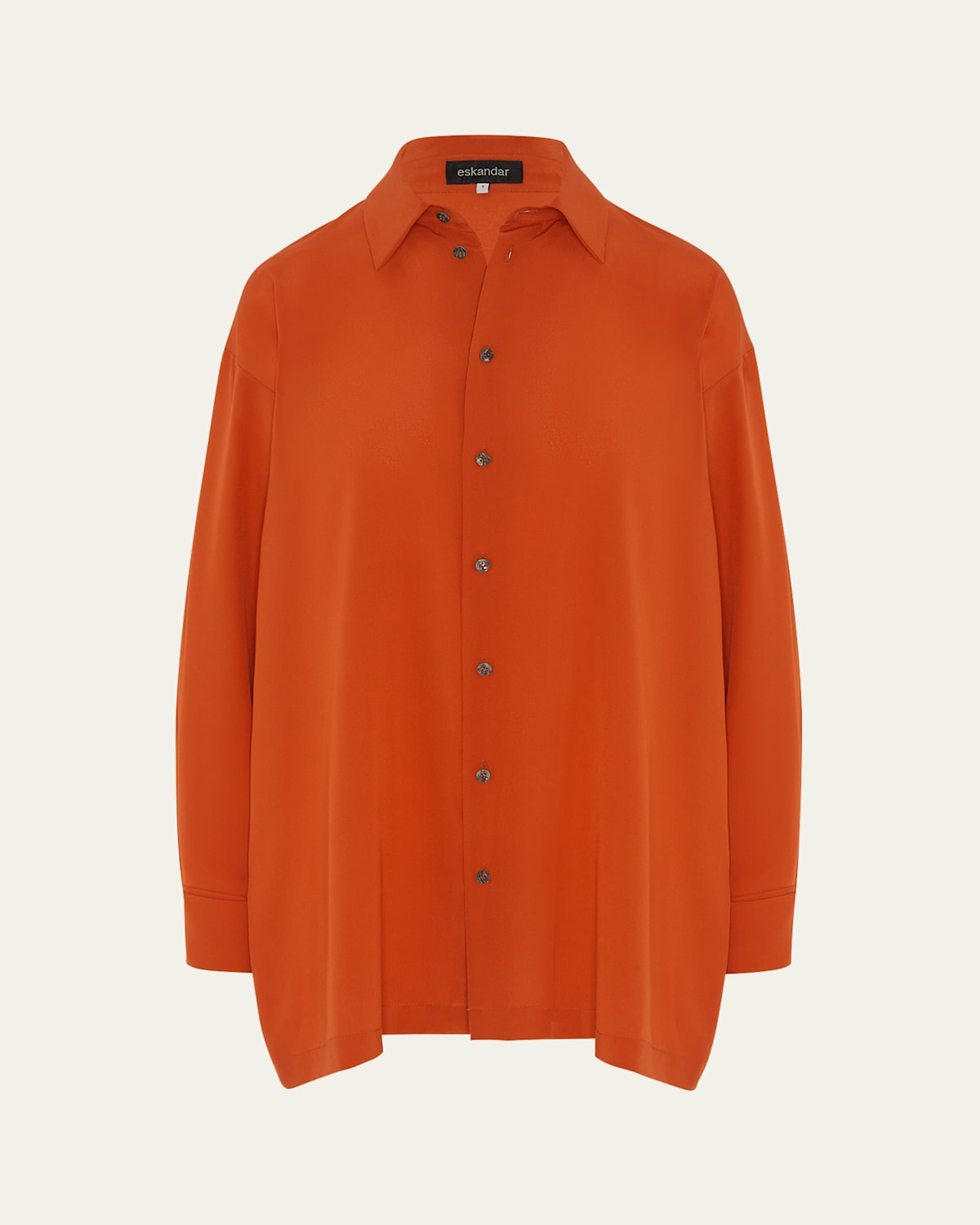 Eskandar Slim A-line Back Pleat Shirt With Collar (long Plus Length) In Hot