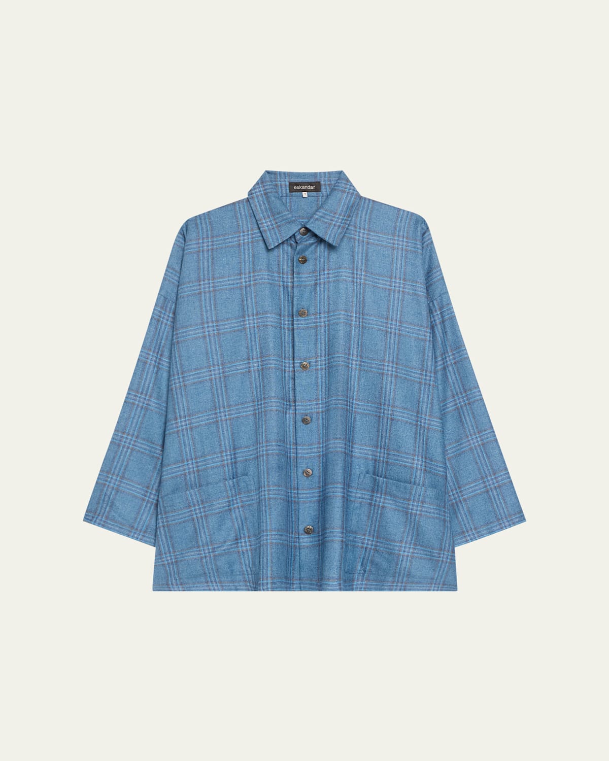 ESKANDAR WIDE A-LINE SHIRT JACKET WITH COLLAR (LONG LENGTH) 