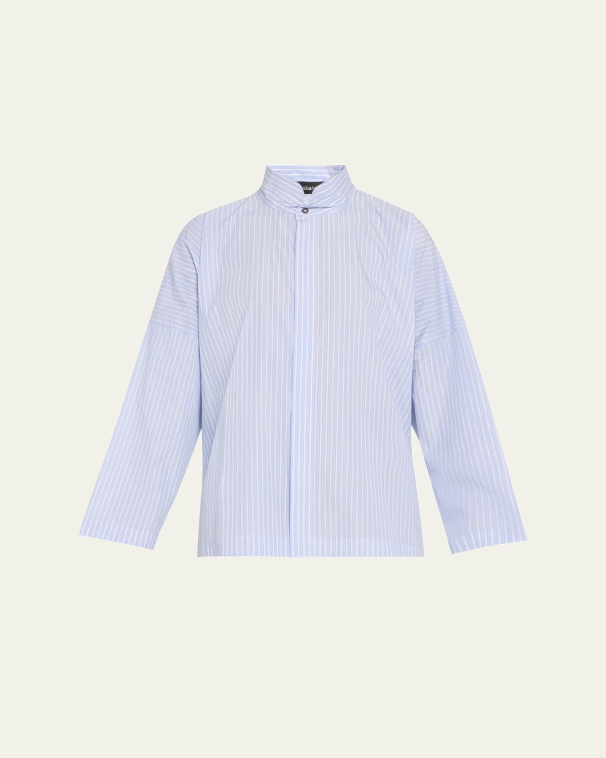 ESKANDAR WIDE LONGER-BACK DOUBLE STAND-COLLAR SHIRT (MID PLUS LENGTH) 