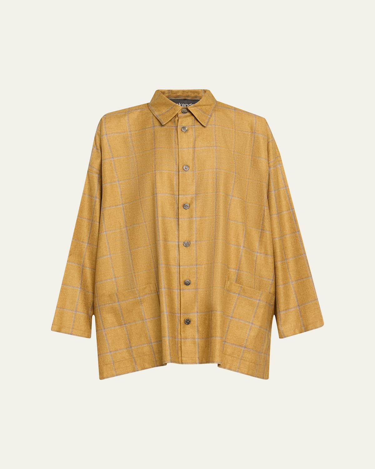 Eskandar Wide A-line Shirt Jacket With Collar (long Length) In Chamomile
