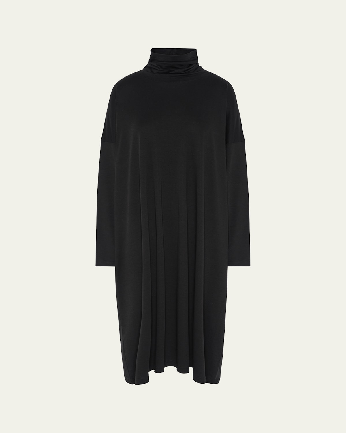Shop Eskandar Wide A-line Scrunch-neck Dress In Black