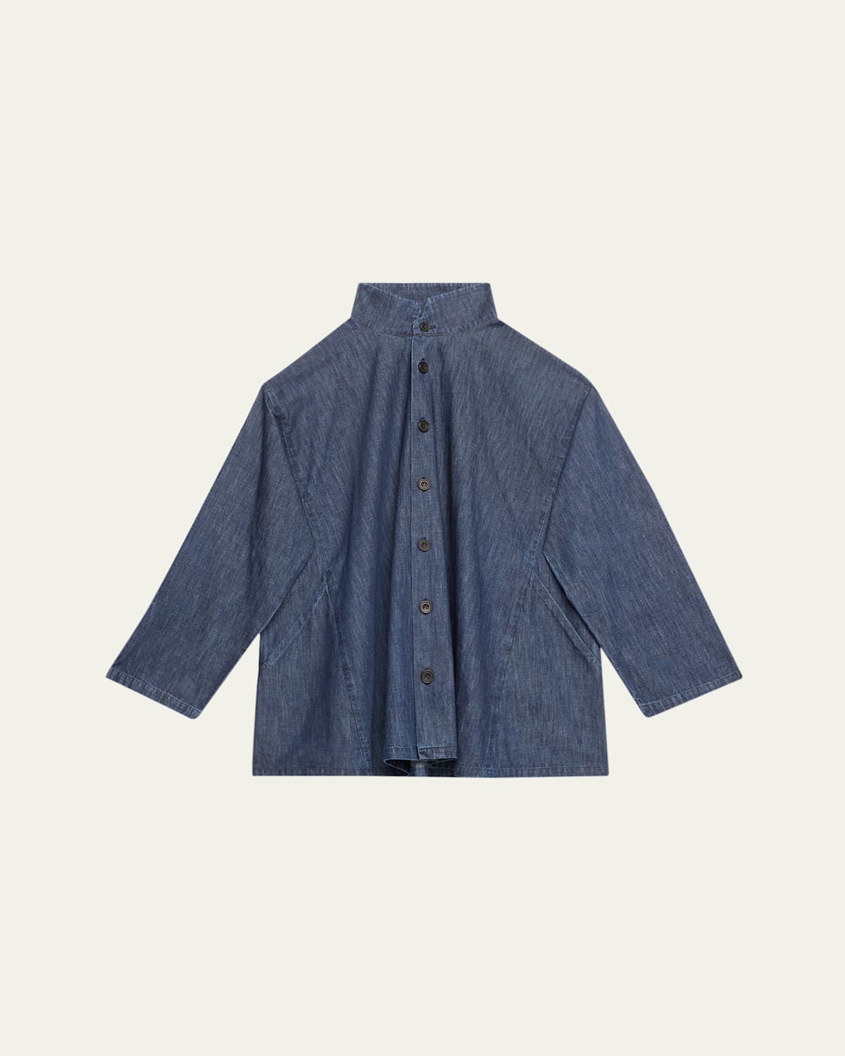 Shop Eskandar Caucasus Denim Notch Collar Jacket (long Length) In Jeandark