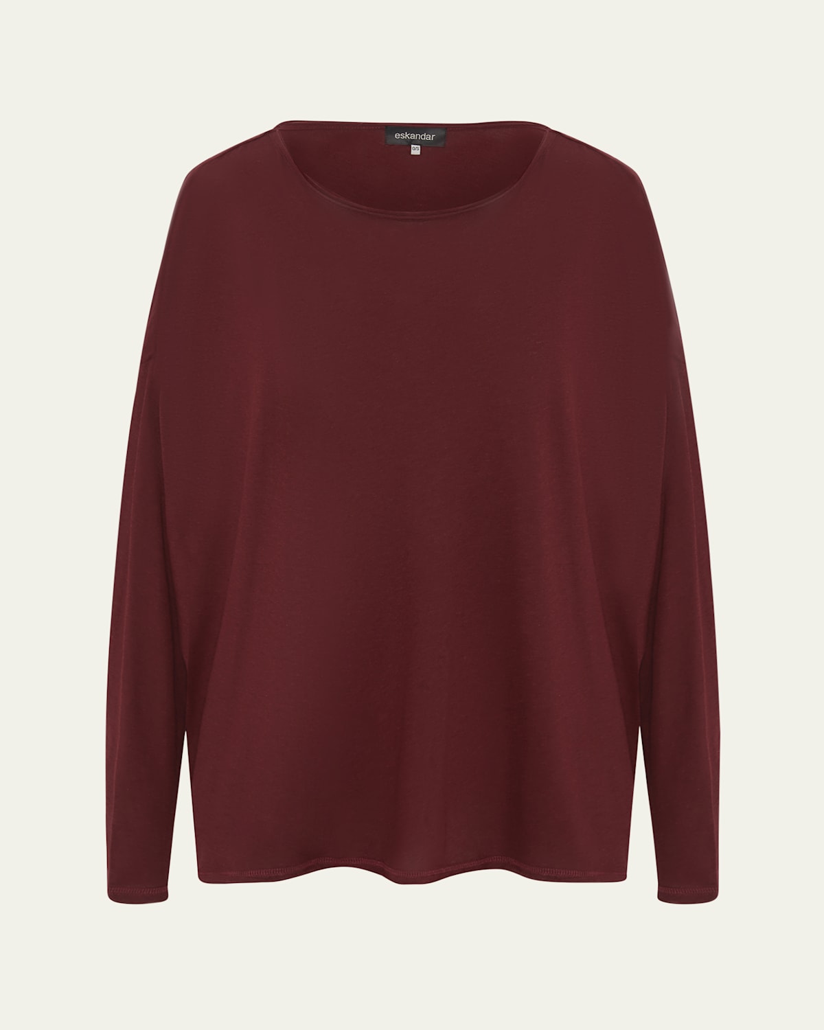 Shop Eskandar Long Sleeve Double Edge Scoop Neck T-shirt (mid Plus Length) In Port