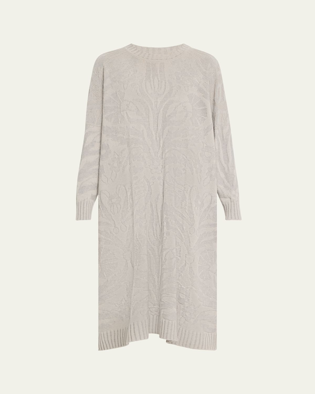 Eskandar Wide A-line Round Neck Dress In Greybeige