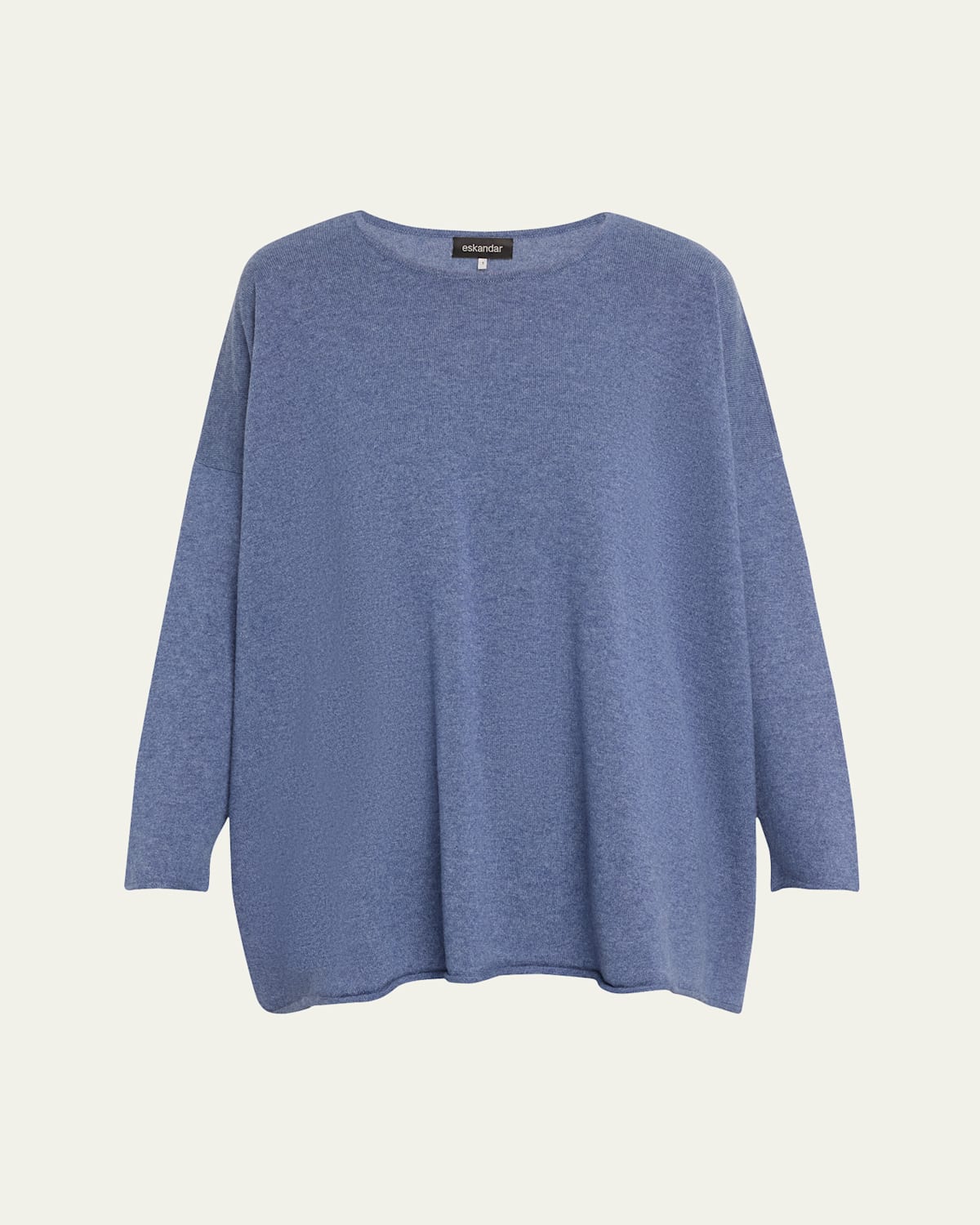 Shop Eskandar A-line Bateau Neck Sweater (long Length) In Bluewash