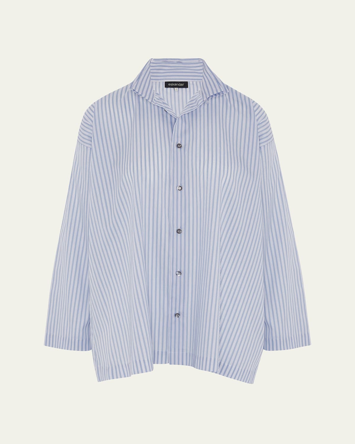 ESKANDAR SLIM A-LINE TWO COLLAR SHIRT WITH STEP INSERT (LONG LENGTH) 