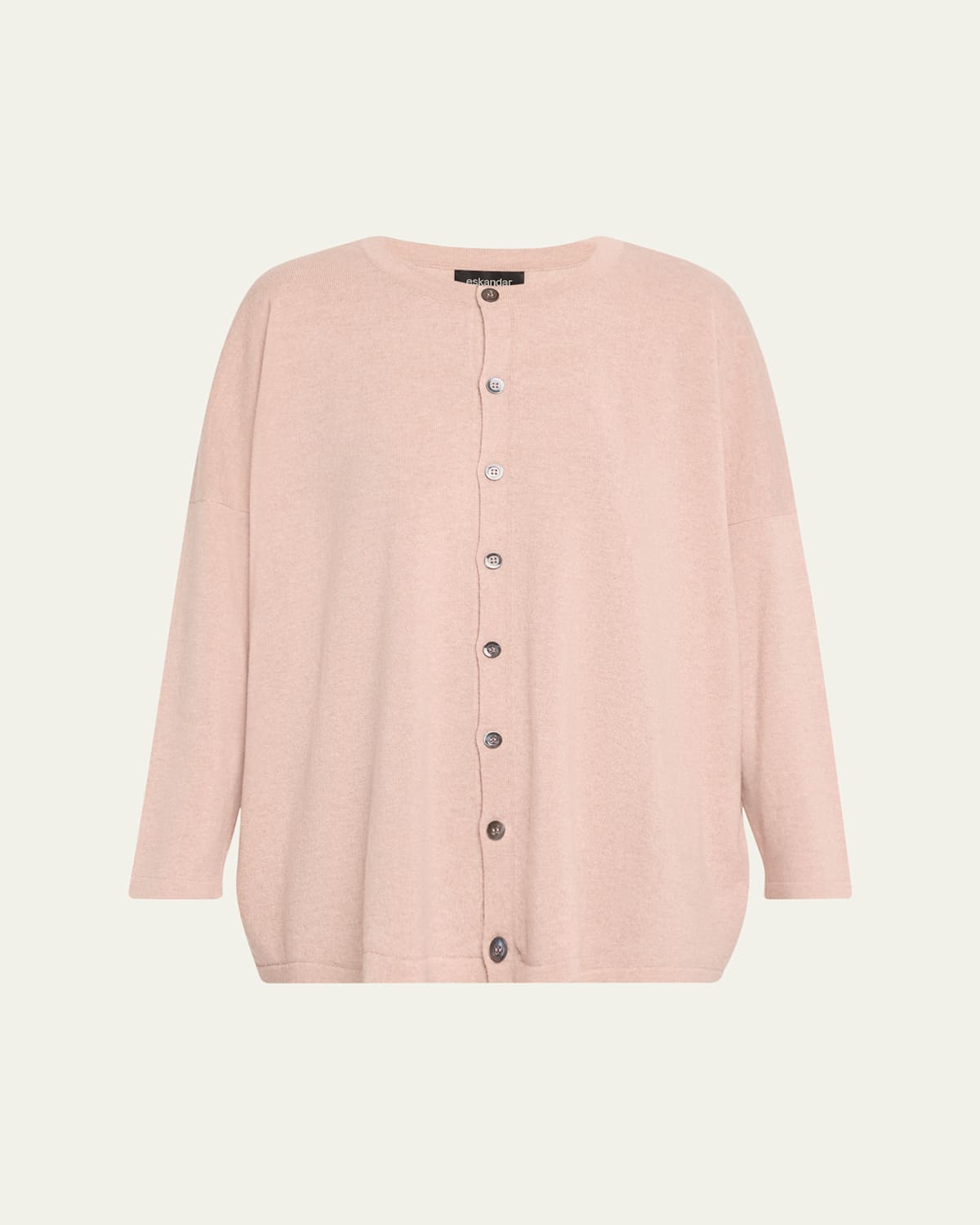 Round Neck Slim Sleeve Cardigan (Mid Plus Length)