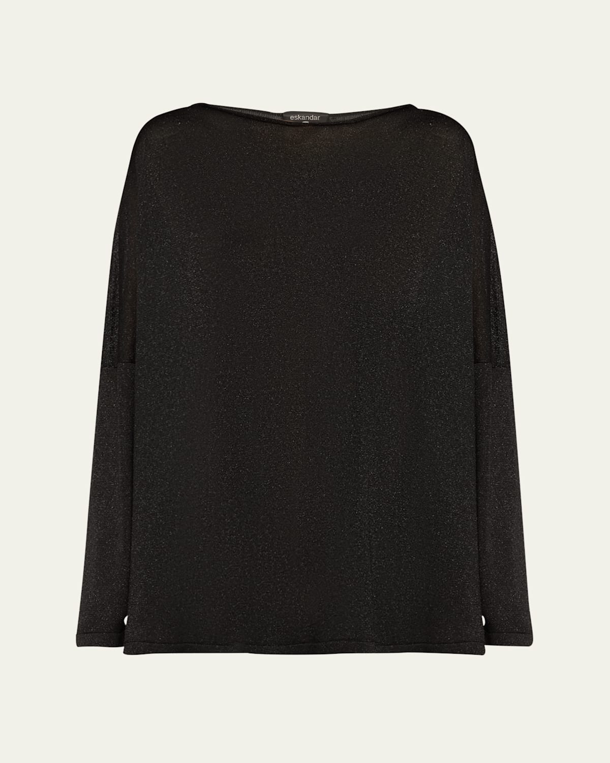Shop Eskandar Slim Sleeve Slash Neck Sweater (mid Plus Length) In Black