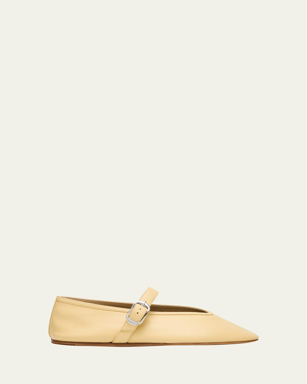 Shop Le Monde Beryl Stella Leather Mary Jane Ballerina Slippers In Custard