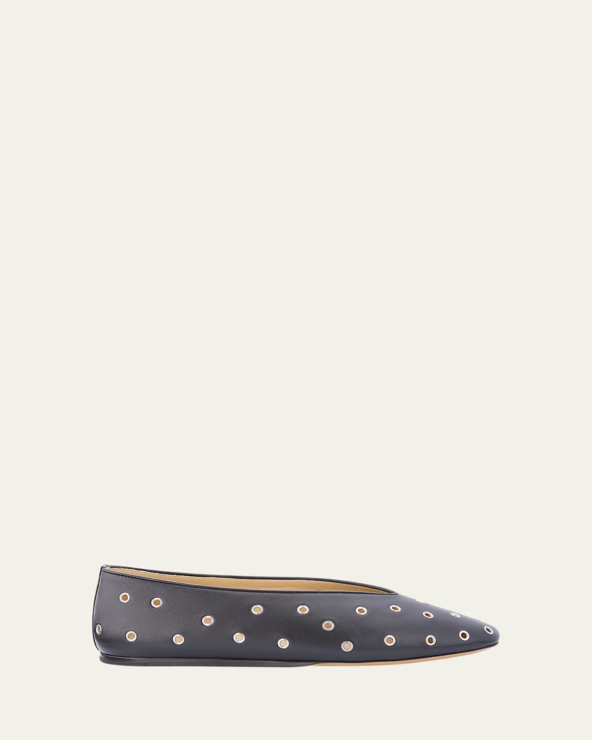 Shop Le Monde Beryl Regency Grommet Studded Leather Ballerina Slippers In Black