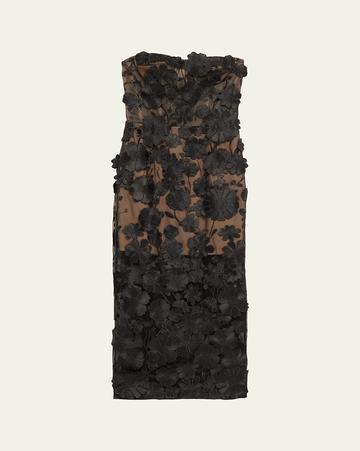 Jasmine Strapless Floral-Embroidered Midi Dress