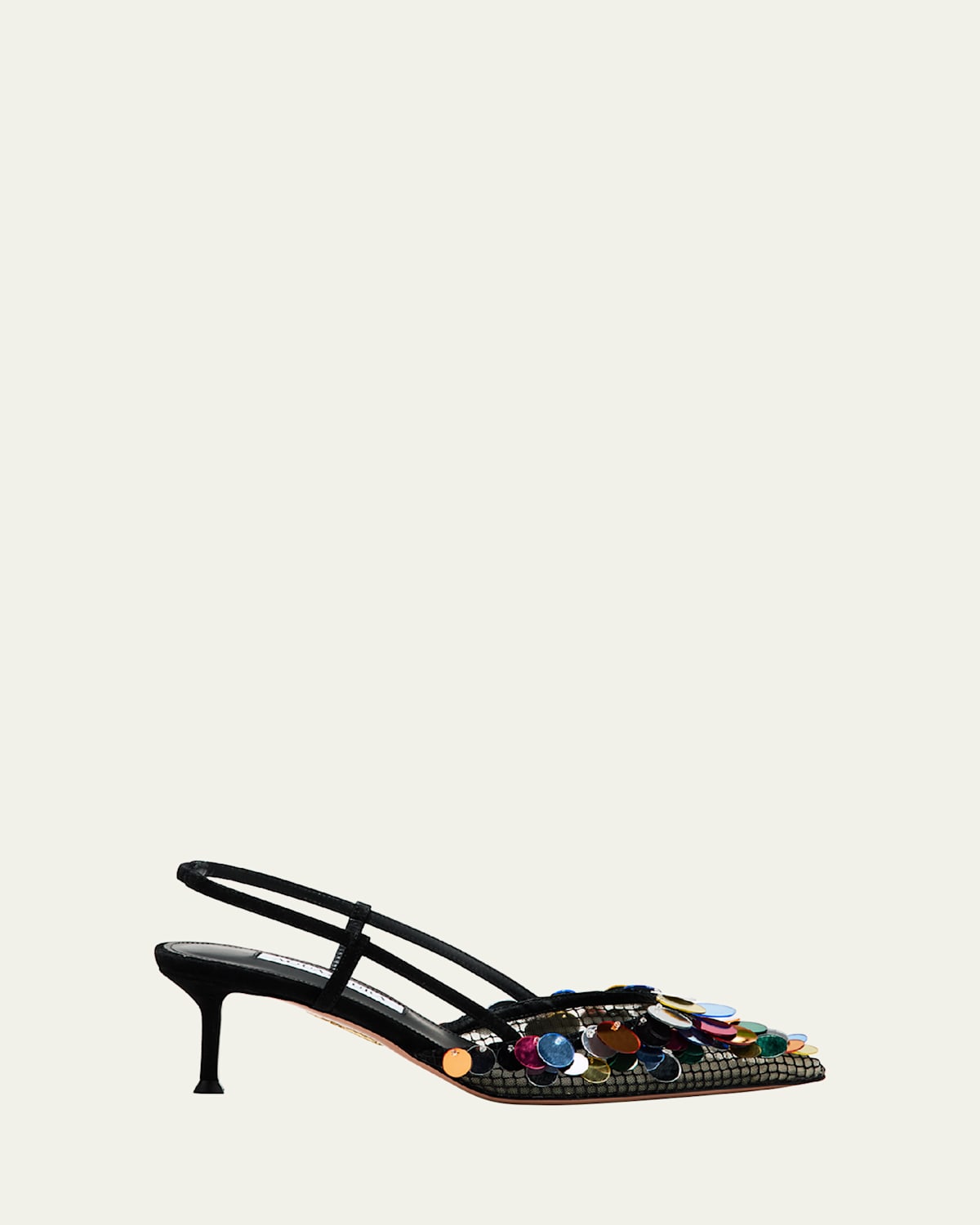 Aquazzura Can Can 105 Sequined Mesh And Suede Slingback Pumps In Black