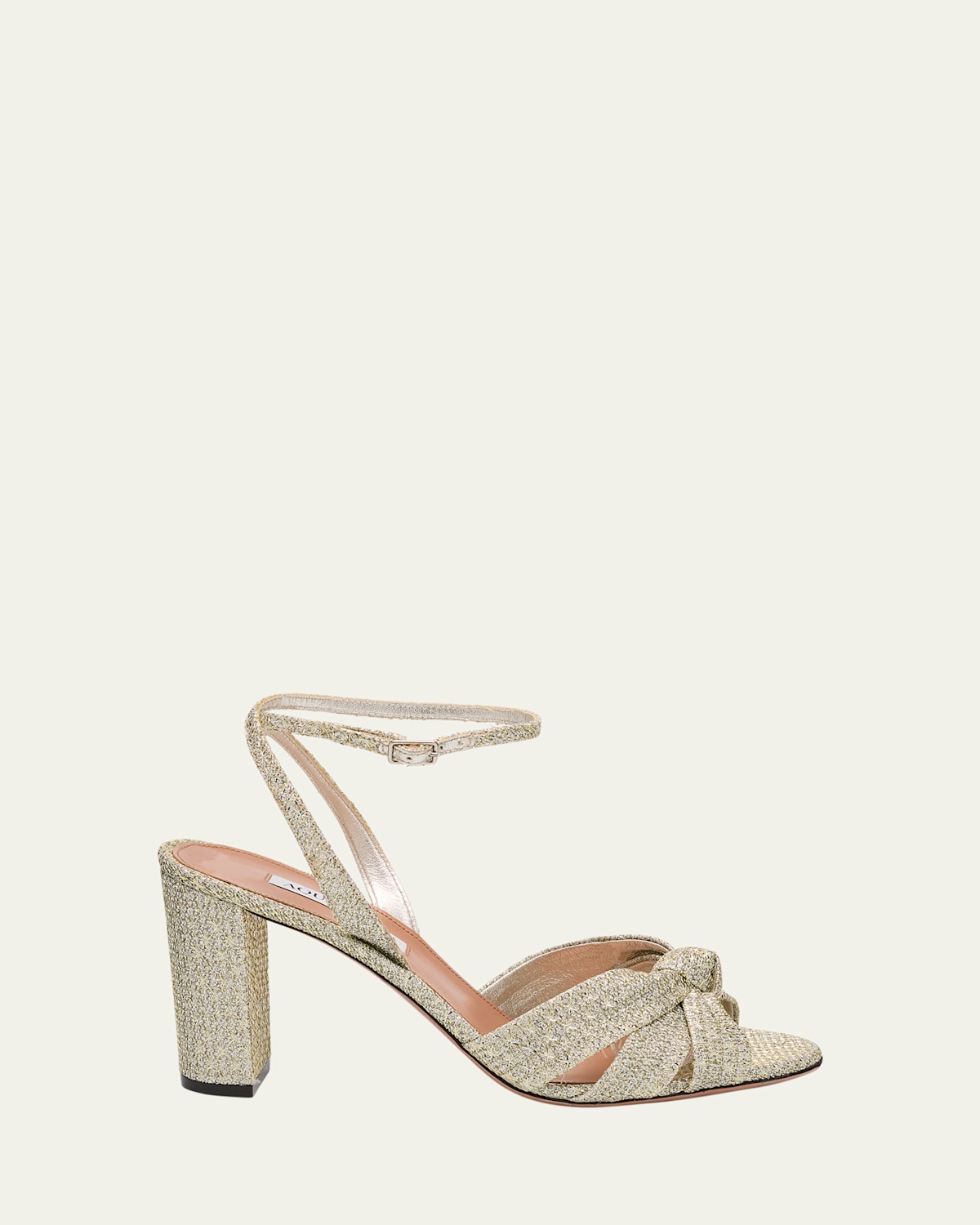 Aquazzura 'nina' Metallic Sandals With Open Toe And High Block Heel In Tweed Woman In Silver
