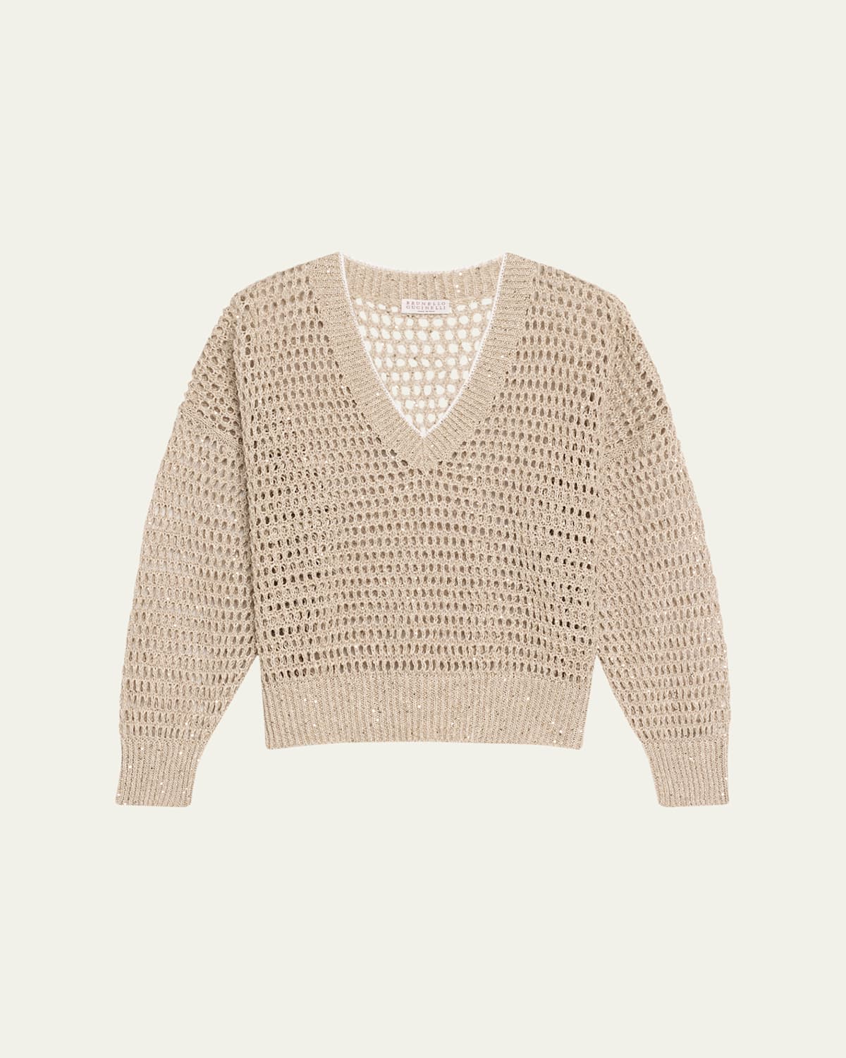 Brunello Cucinelli Open-knit Sweater In Beige