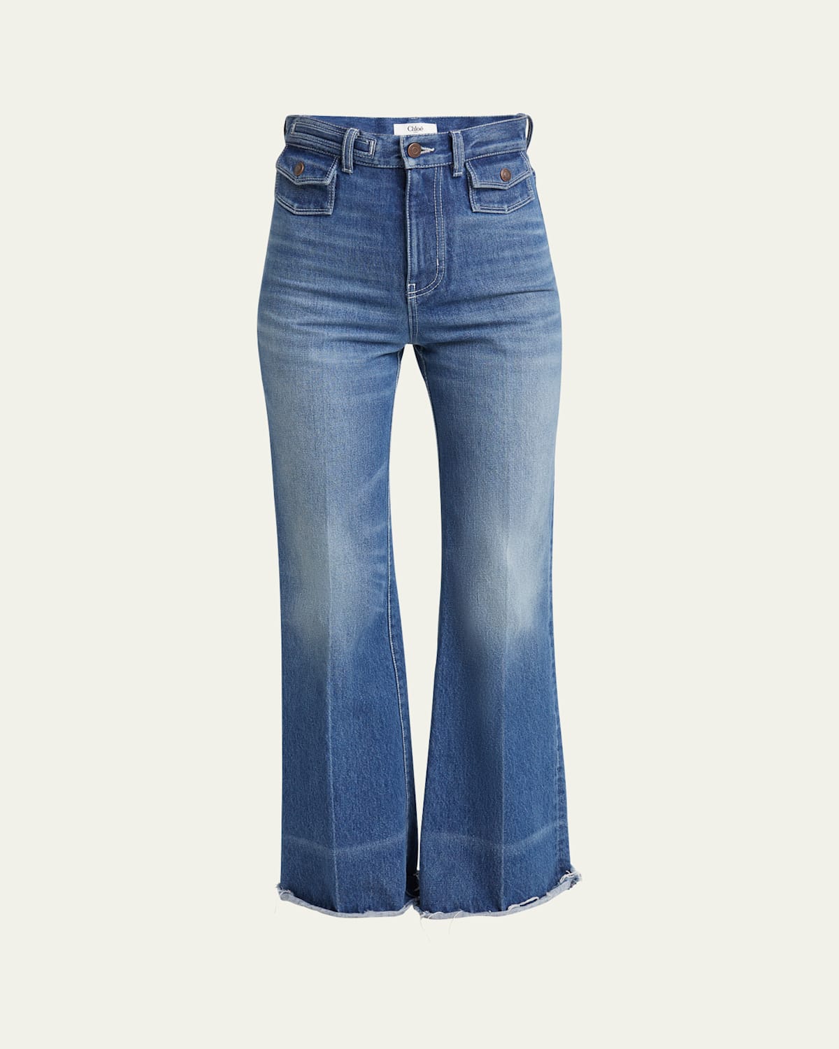 Chloé High-rise Flare Raw-hem Jeans In Ocean Blue