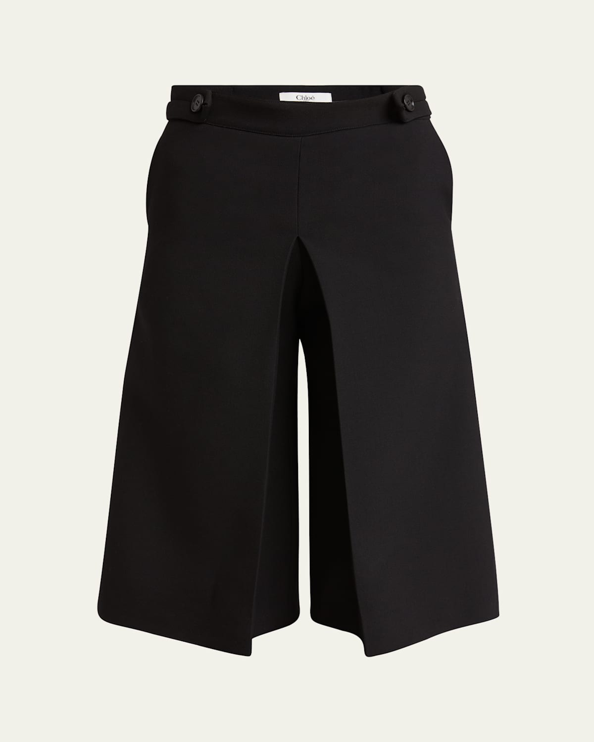 Chloé Pleat Wide-leg Bermuda Shorts In Black