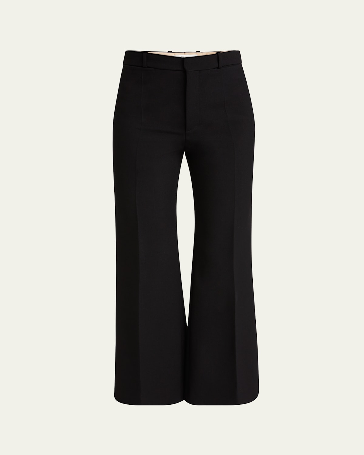 Wool Crepe Flare Ankle Trousers