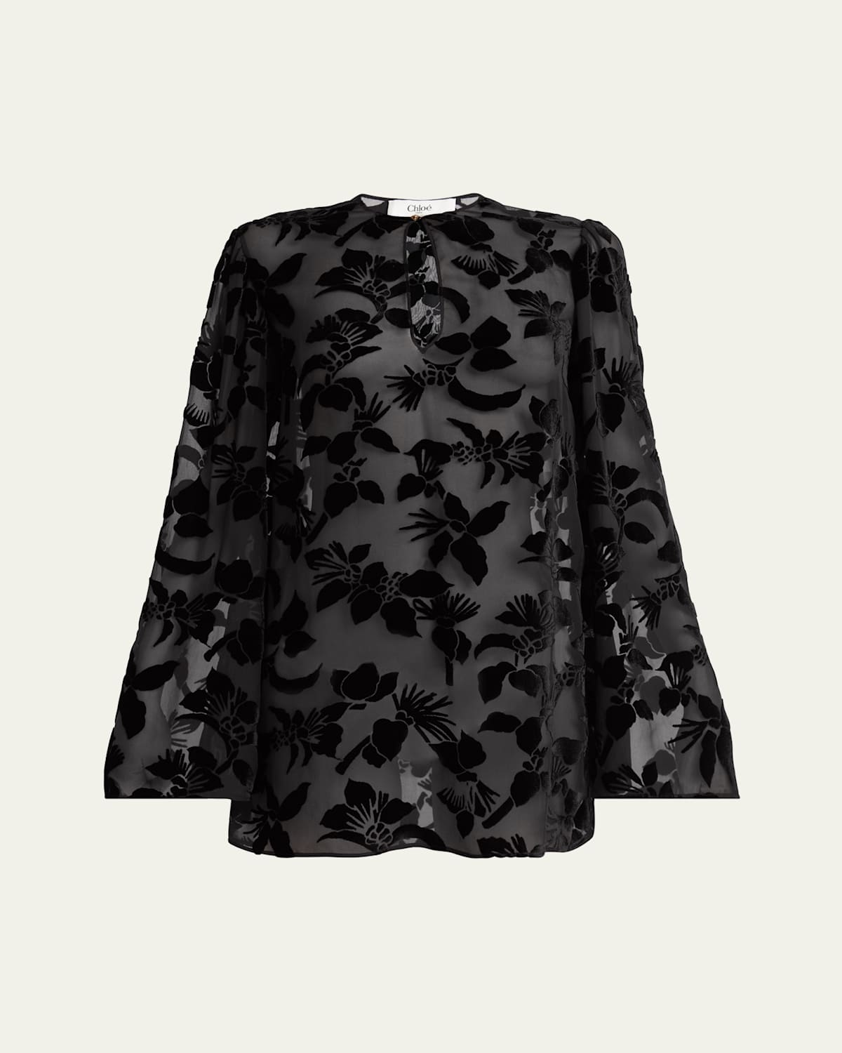 Floral Dévoré Velvet Puff-Sleeve Mini Dress