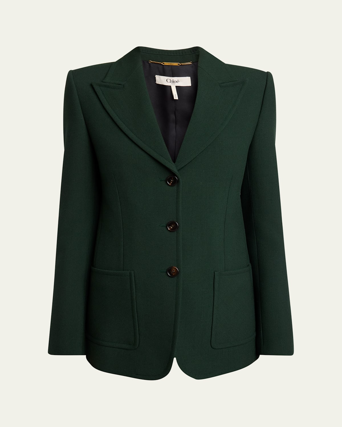 Chloé Single-breasted Wool Jacket In Nightfall Green