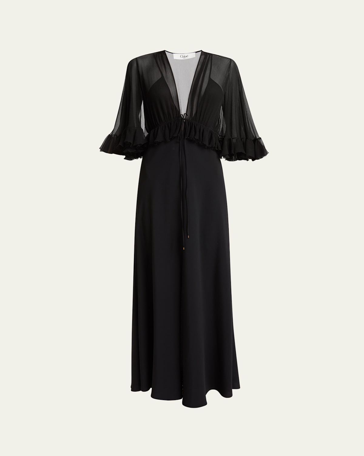 Ruffle Shrug Silk Maxi Dress