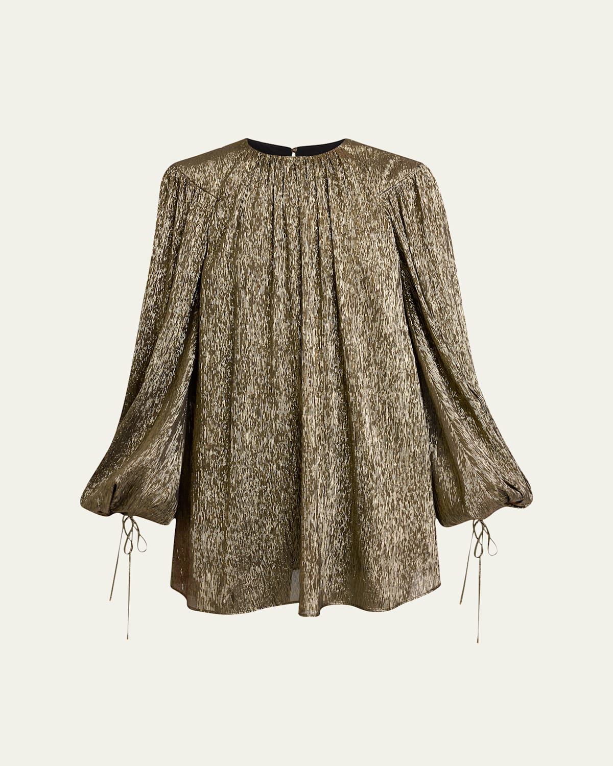 Shop Chloé Balloon-sleeve Metallic Silk Mini Dress In Black Gold