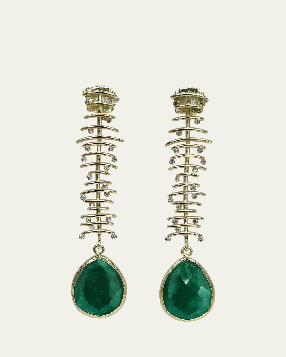 Spine Earrings with Malachite