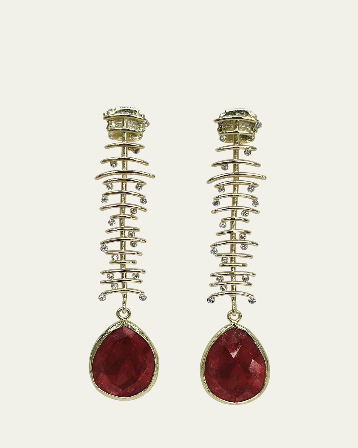 Spine Earrings with Agate