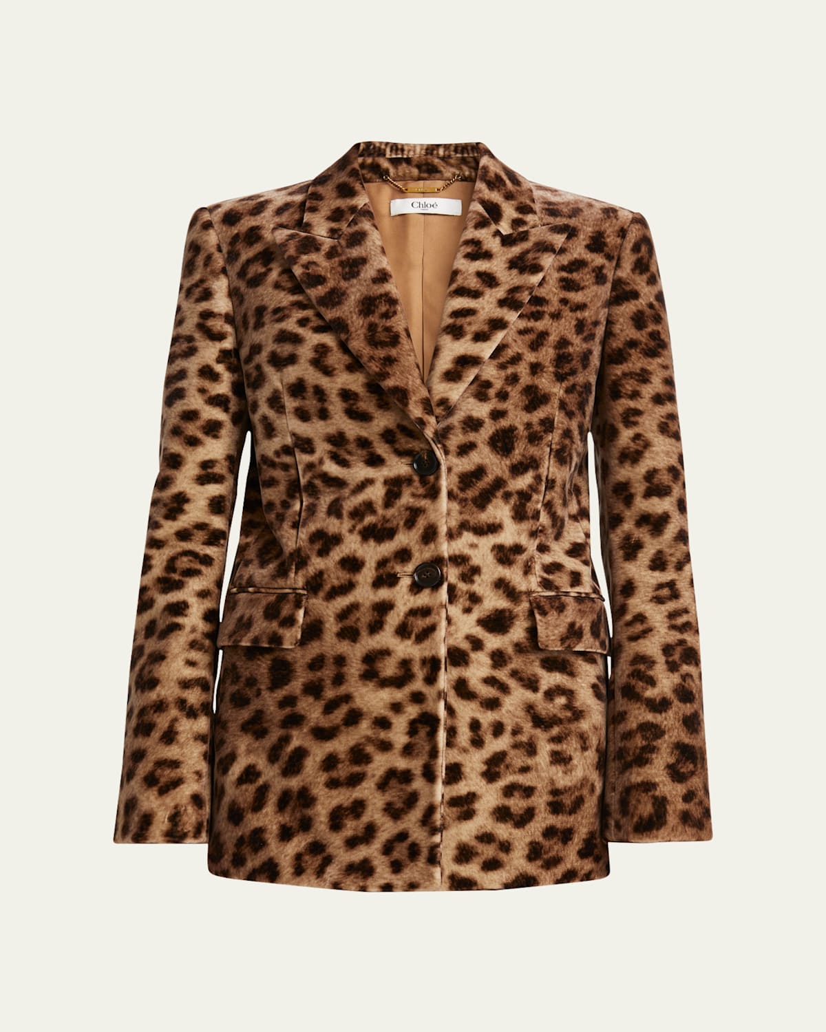 Chloé Leopard-print Single-breasted Jacket In Worn Brown