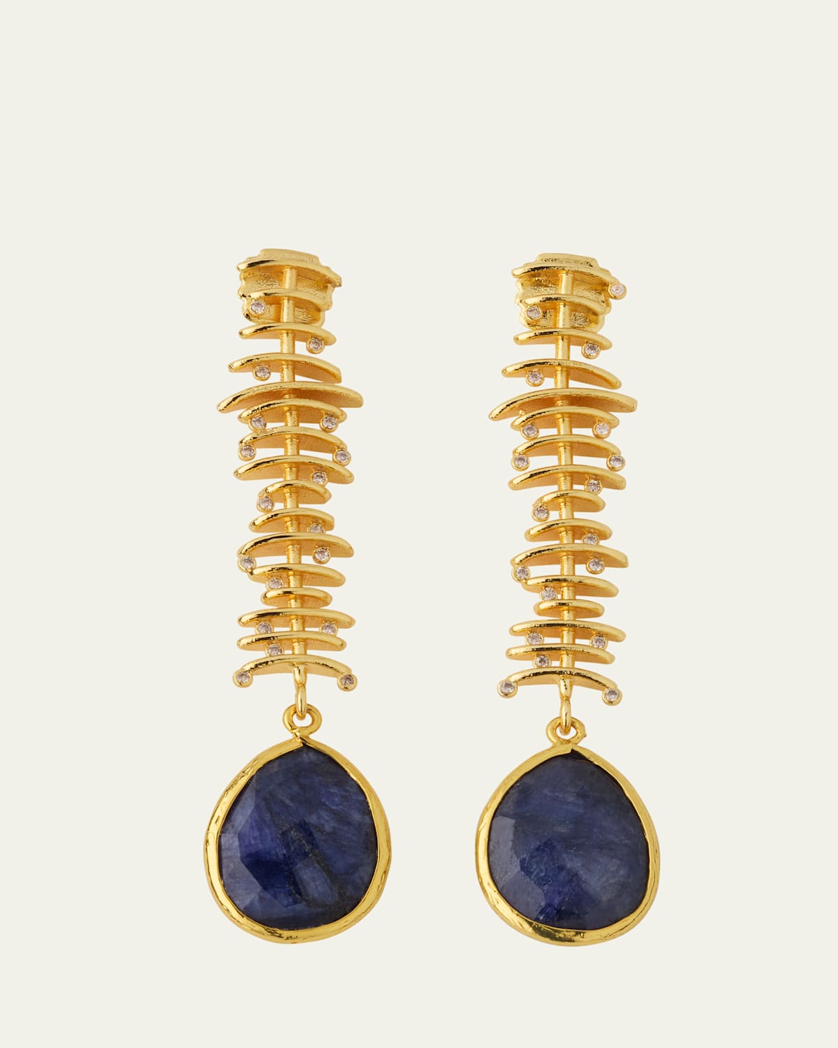 Spine Earrings with Lapis