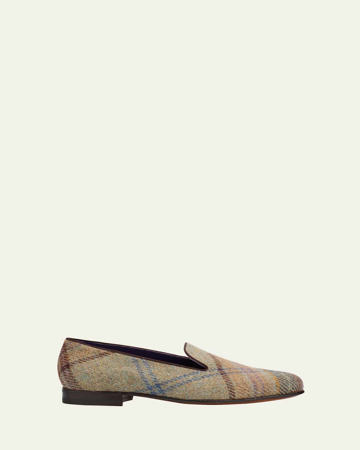 Men's Alonzo Crest Wool Plaid Smoking Slippers