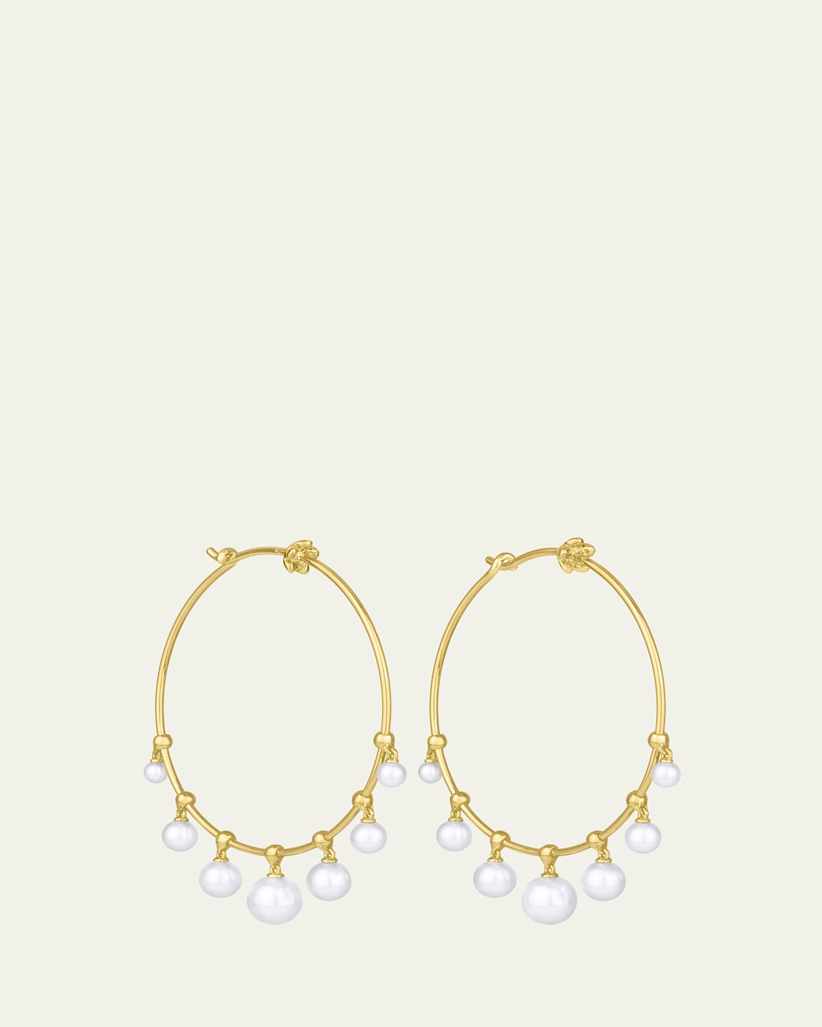 Paul Morelli 18K Yellow Gold Wind Chime Earrings with Akoya Pearls, 36mm