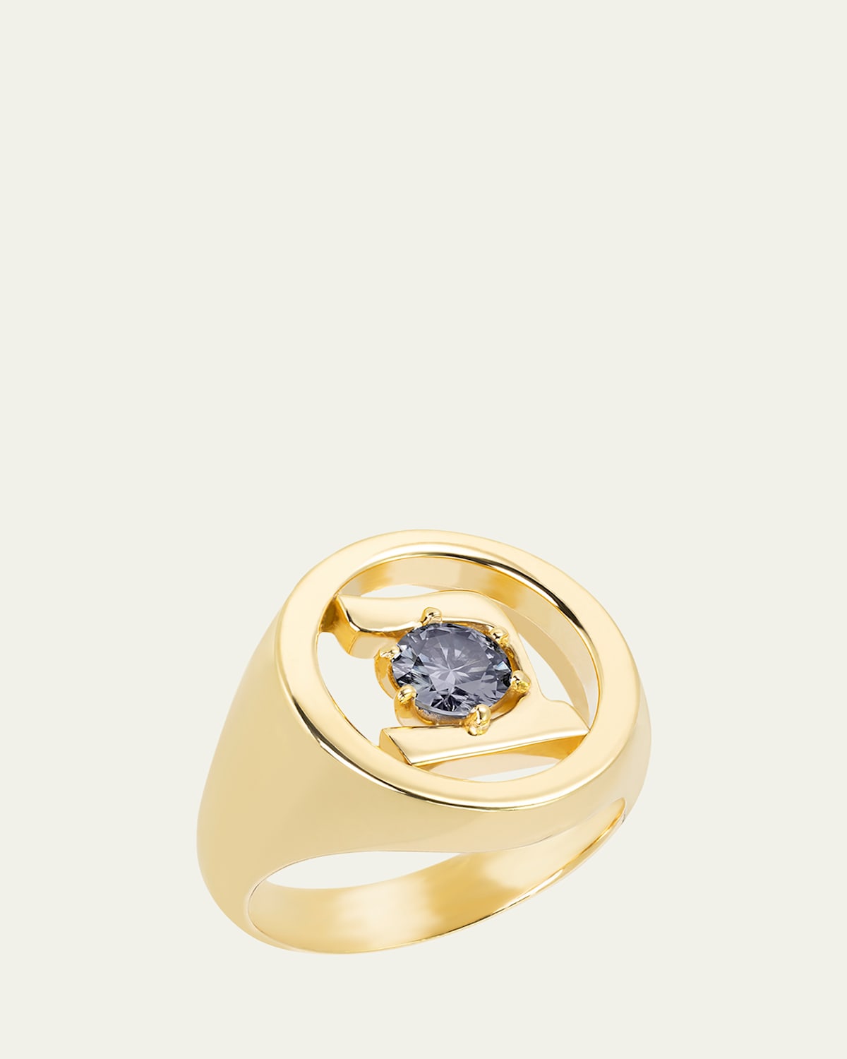 18K Gold Hebrew BET Initial Signet Ring