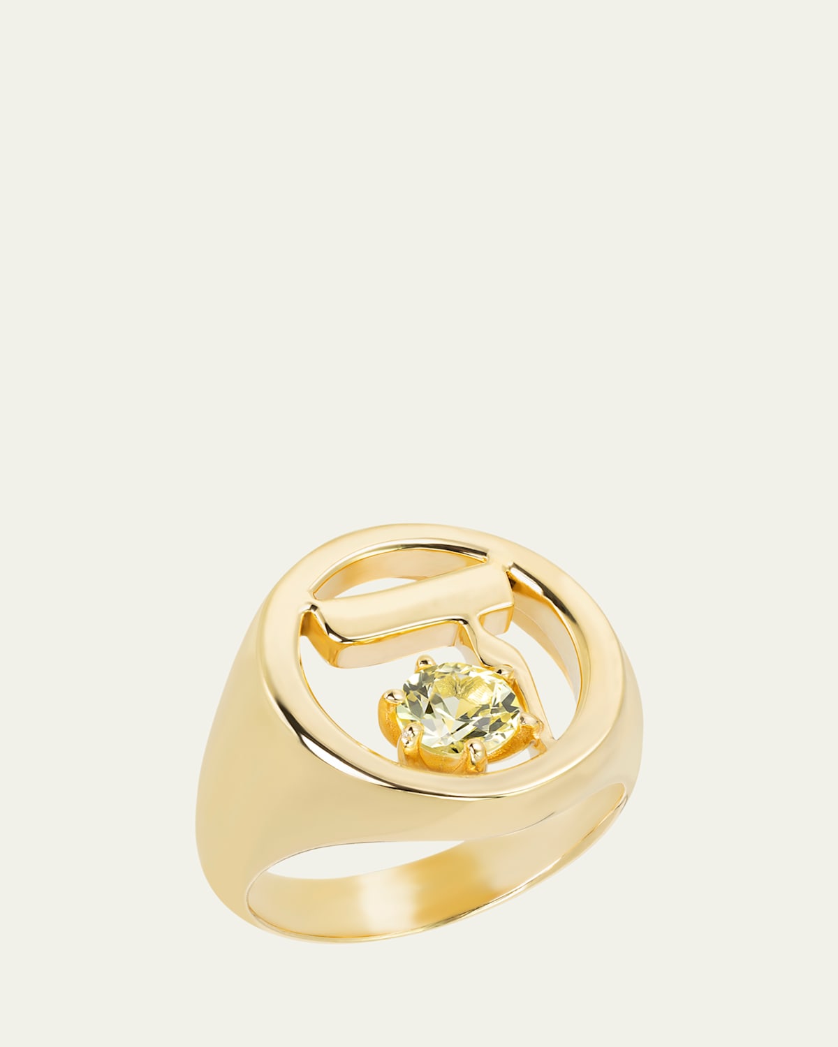 18k Gold Hebrew DALET Initial Signet Ring