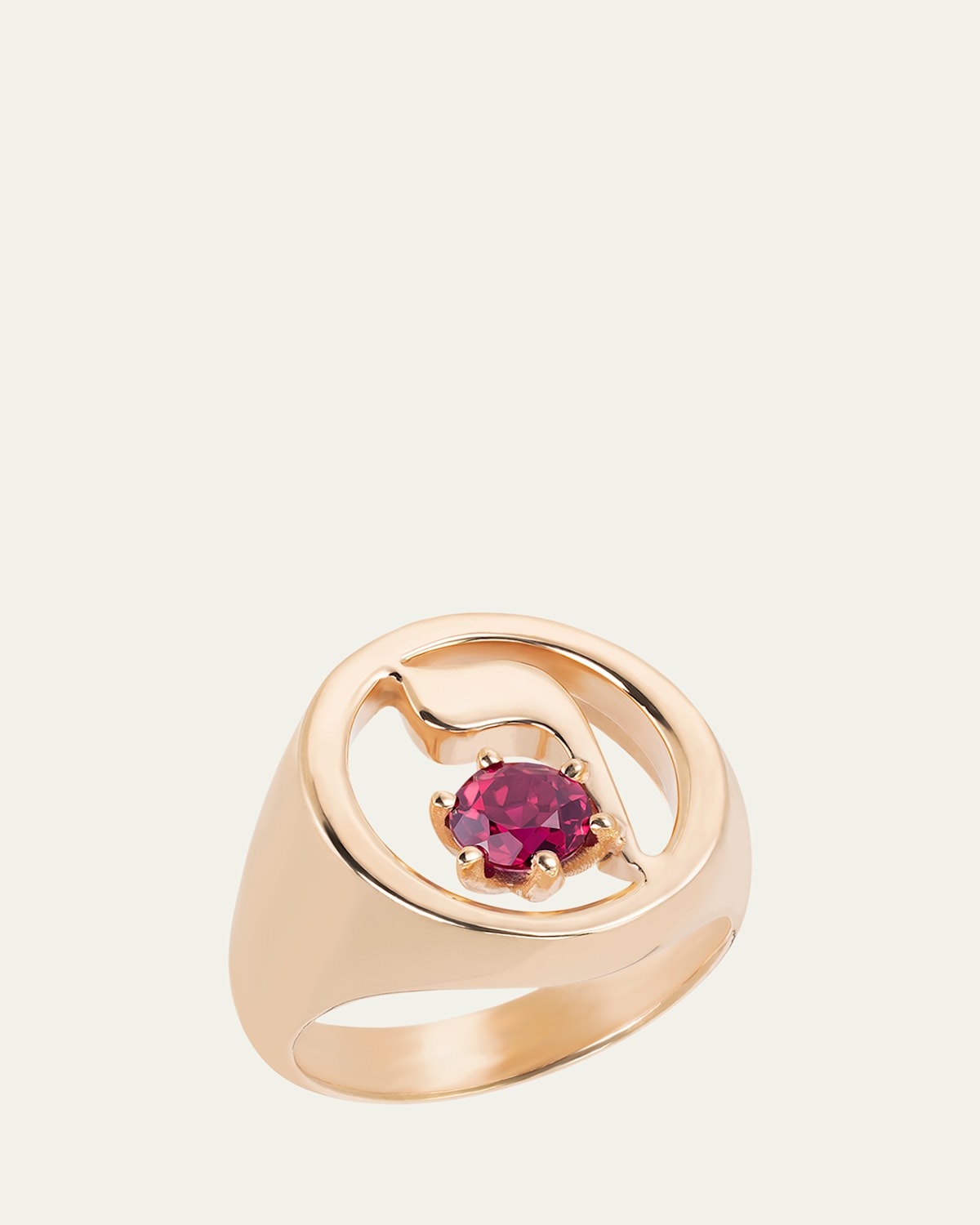 18K Gold Hebrew VAV Initial Signet Ring