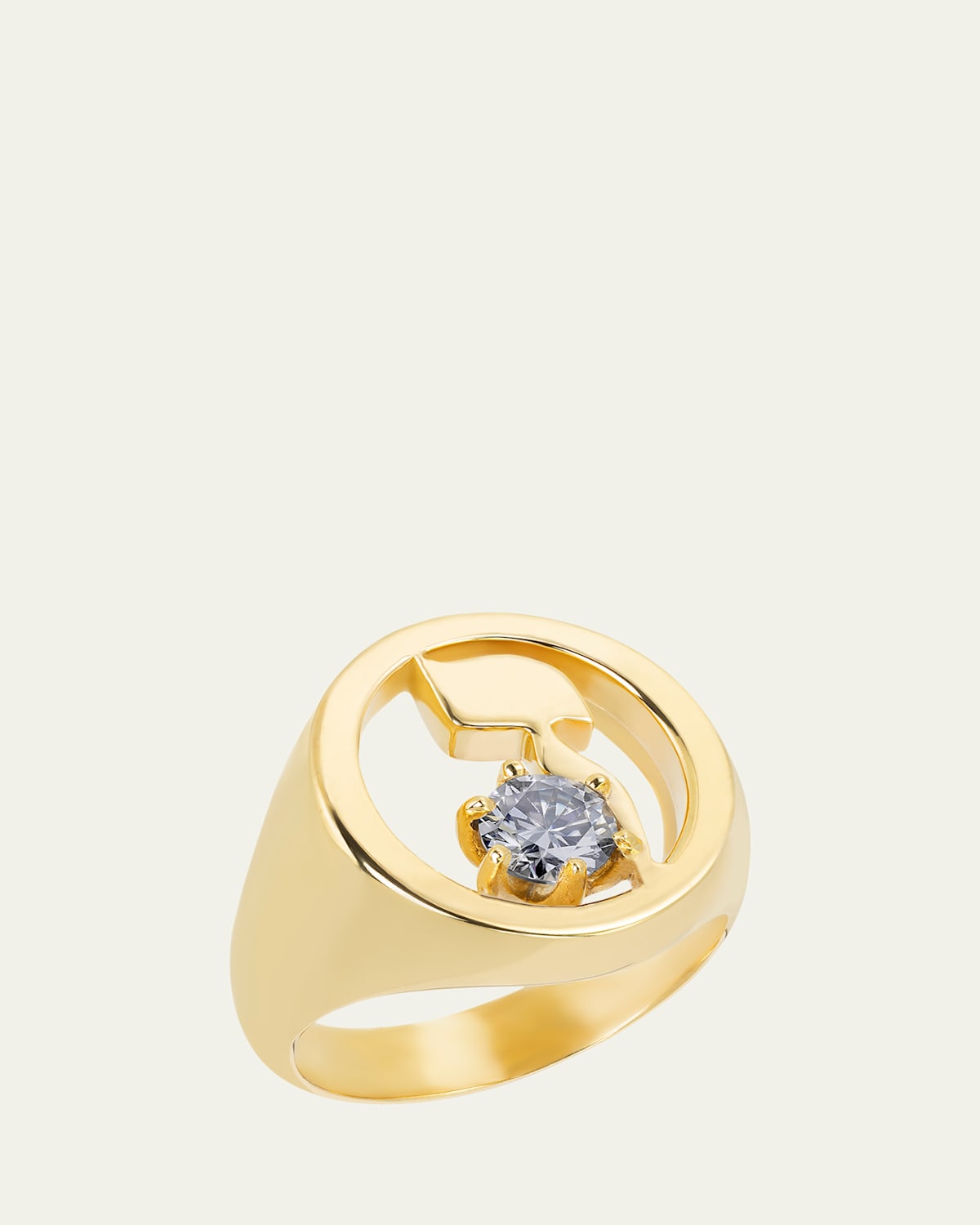 18K Gold Hebrew ZAYN Initial Signet Ring