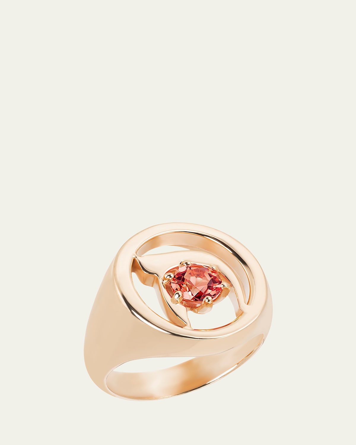 18K Gold Hebrew KHET Initial Signet Ring