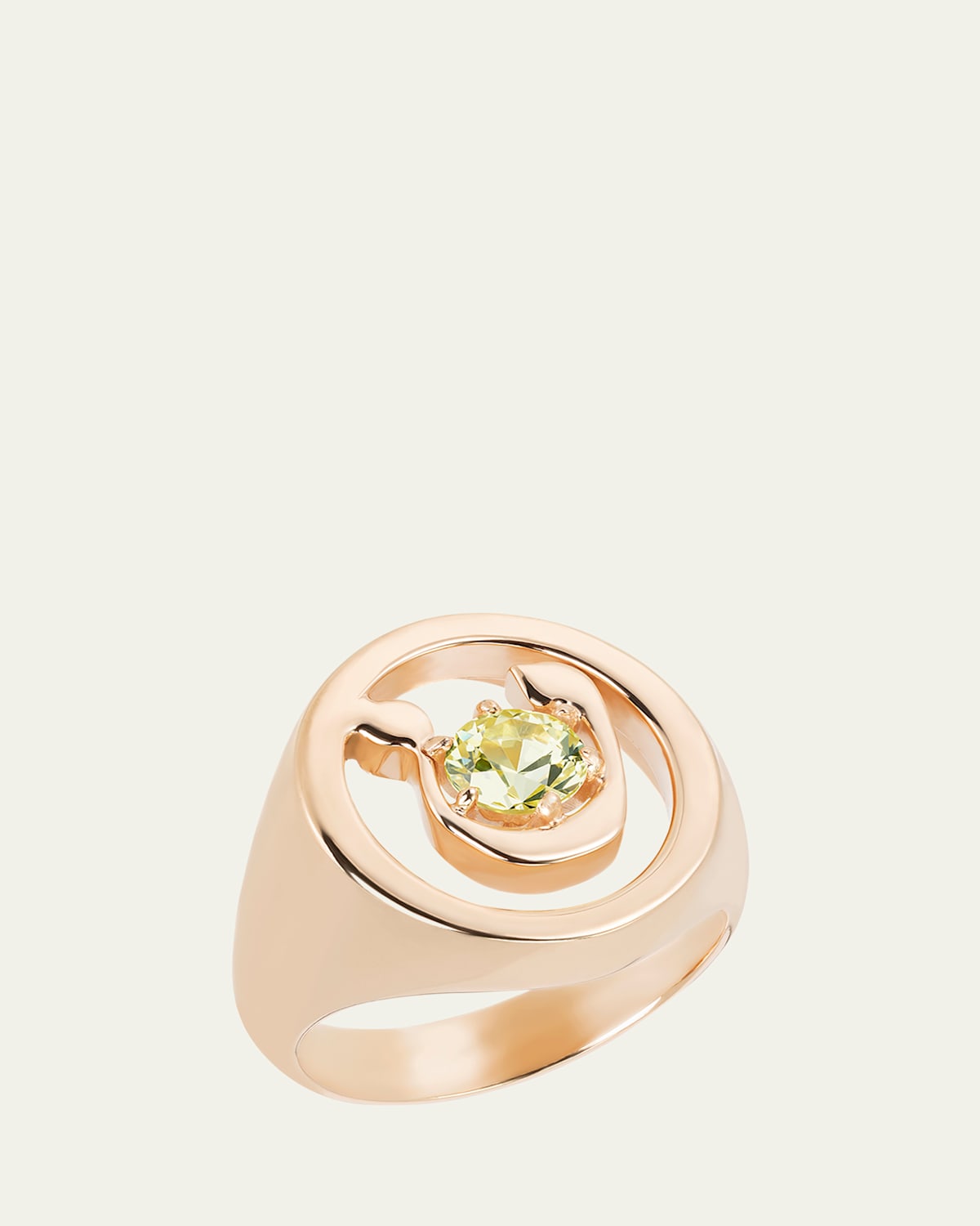 18K Gold Hebrew TET Initial Signet Ring