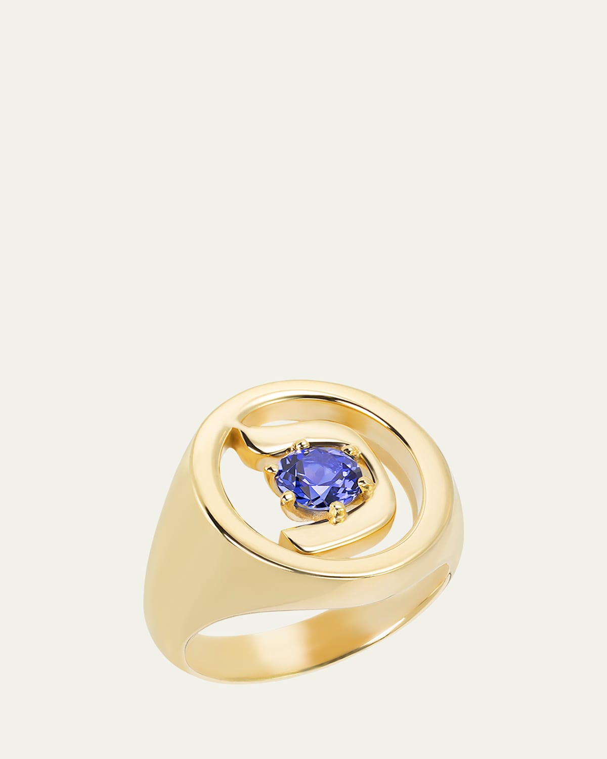 18K Gold Hebrew KHAF Initial Signet Ring