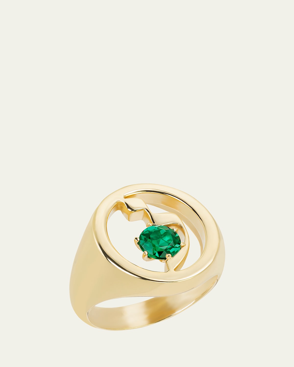 18K Gold Hebrew LAMED Initial Signet Ring