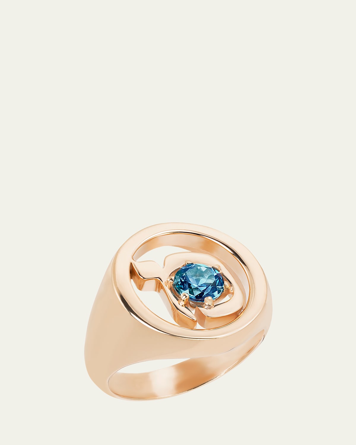 18K Gold Hebrew MEM Initial Signet Ring