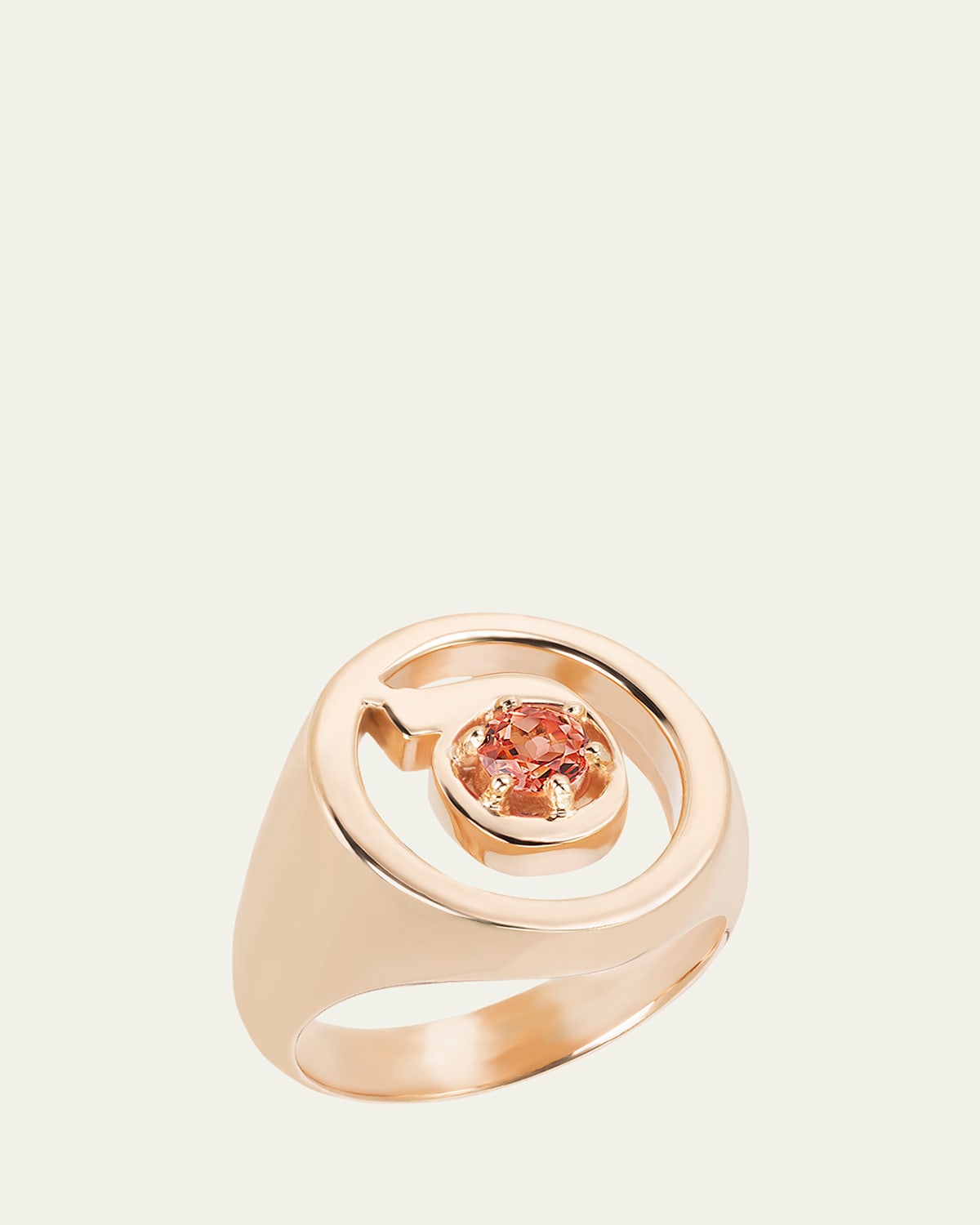 18K Gold Hebrew SAMECH Initial Signet Ring