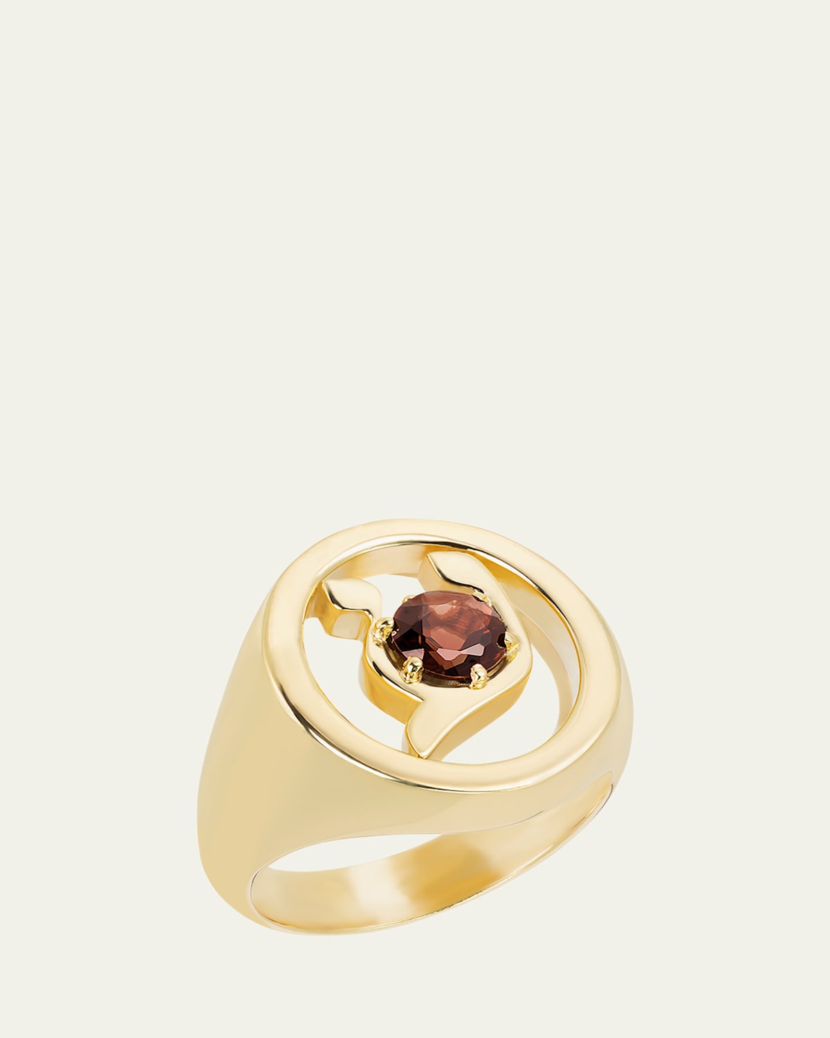 18K Gold Hebrew AYN Initial Signet Ring
