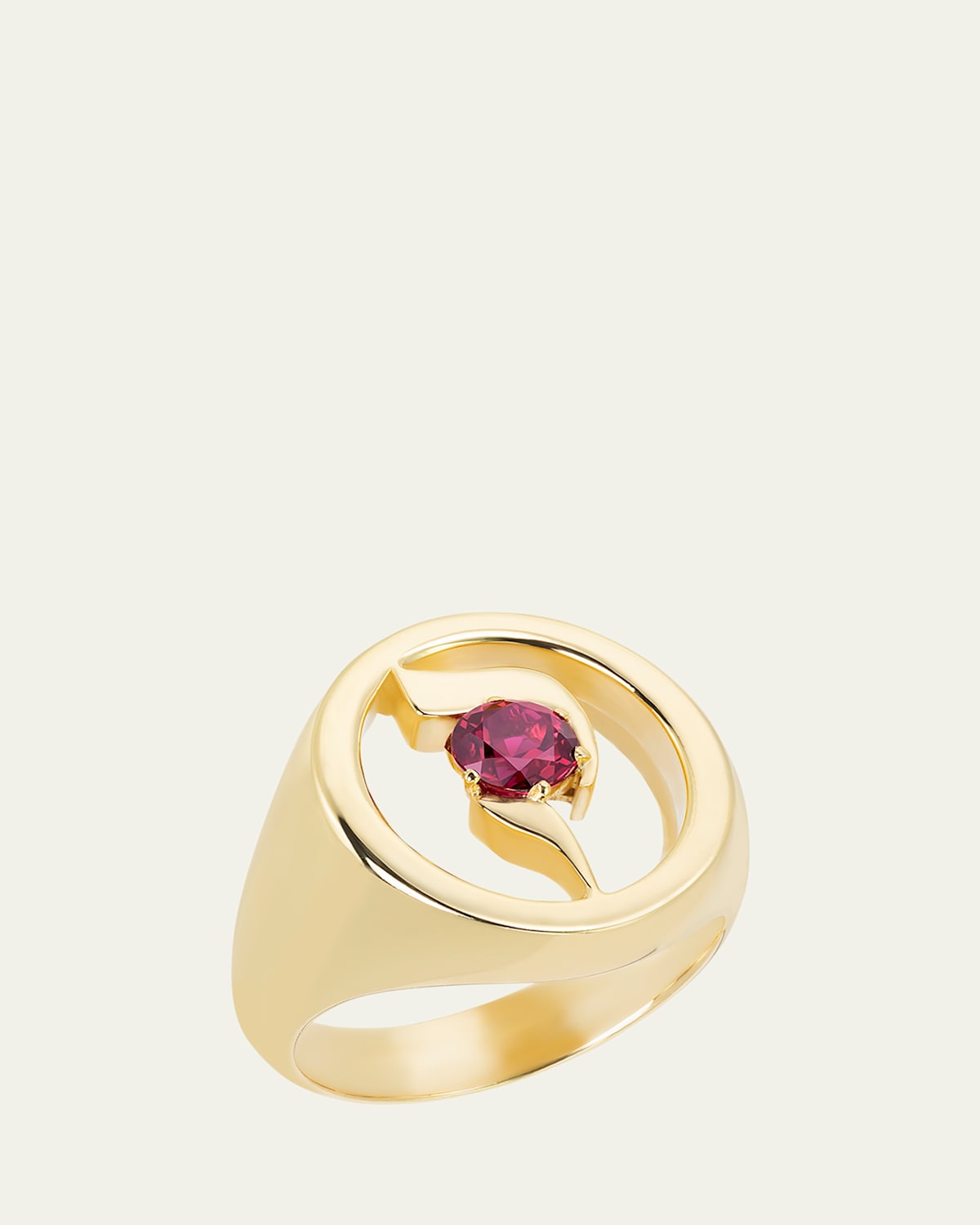 18K Gold Hebrew QUF Initial Signet Ring