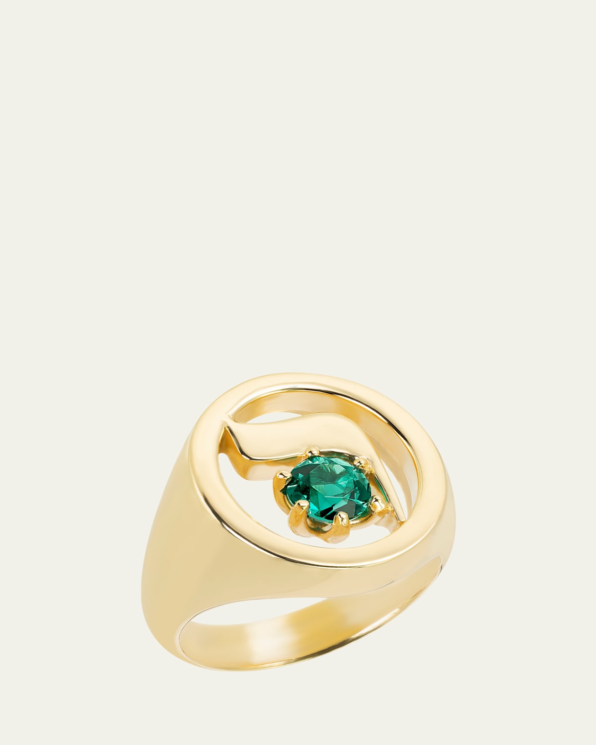 18K Gold Hebrew RESH Initial Signet Ring