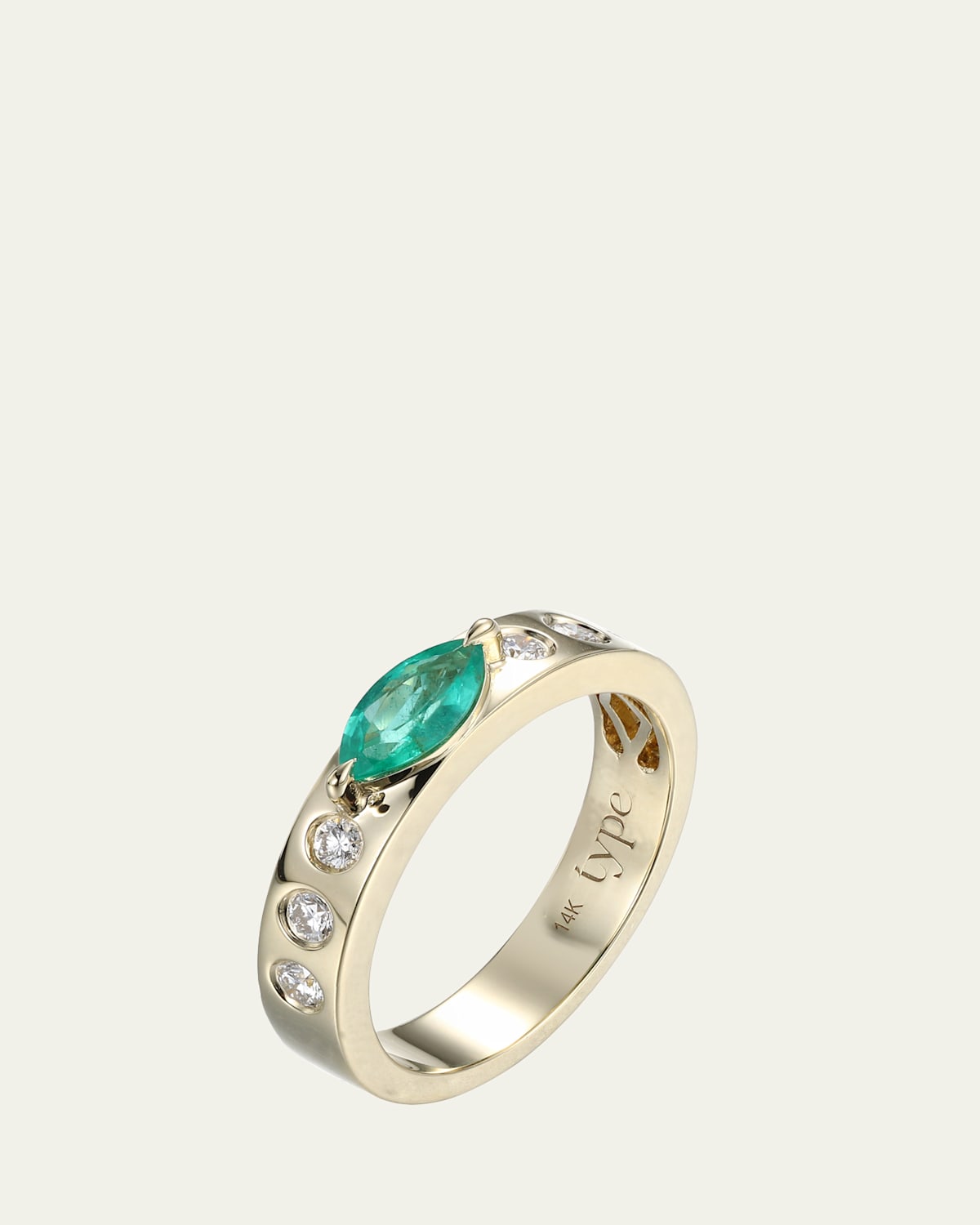 Leggo ID Diamond and Emerald Marquise Ring